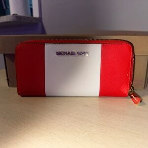 Michael Kors Red and White Wallet